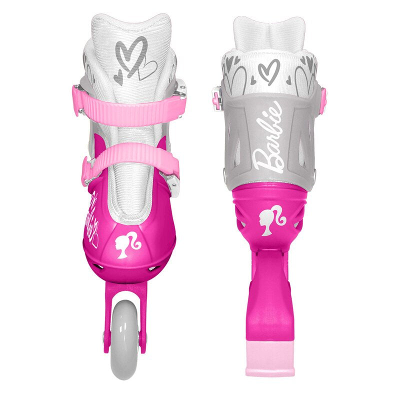 Role, Stamp, Barbie, Cu 4 roti, Ajustabile, Inchidere prin velcro, Cu frana, Marime 30-33, Roz