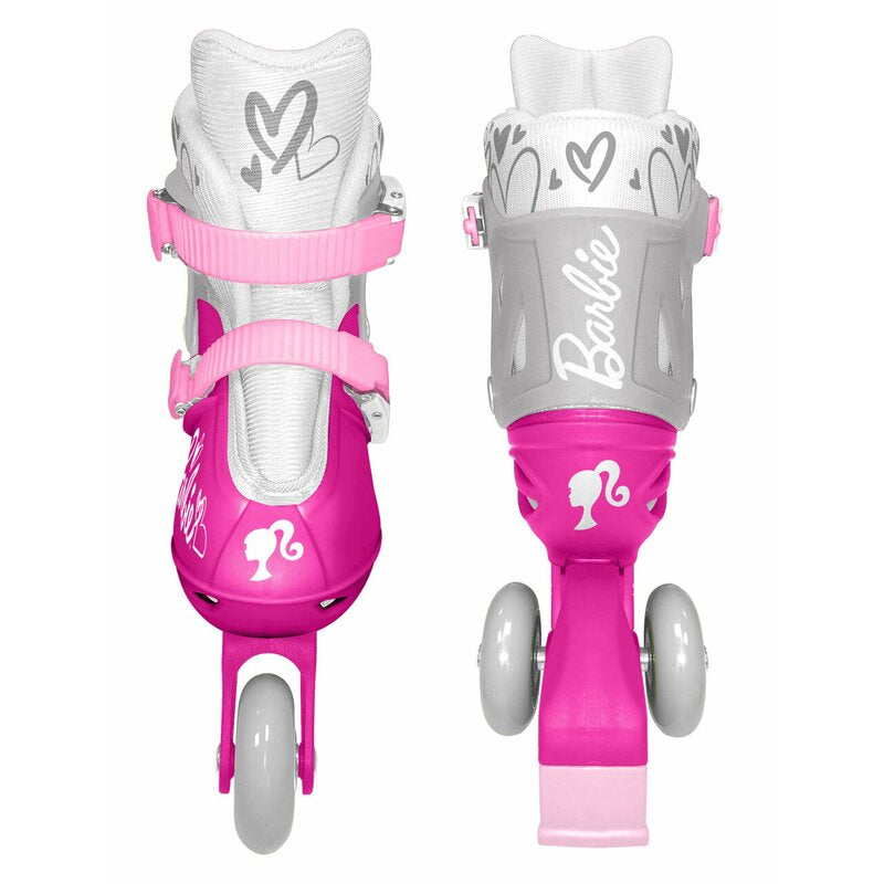 Role, Stamp, De la incepator la avansat, Cu 3 roti, Ajustabile, Inchidere prin velcro, Cu frana, Marime 27-30, Barbie