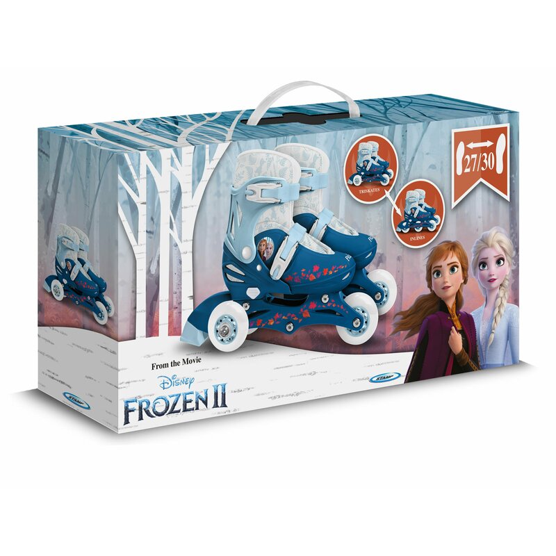 Role, Stamp, Disney, De la incepator la avansat, Cu 3 roti, Ajustabile, Inchidere prin velcro, Cu frana, Marime 27-30, Frozen