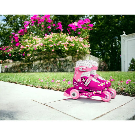 Role, Stamp, Disney, De la incepator la avansat, Cu 3 roti, Ajustabile, Inchidere prin velcro, Cu frana, Marime 27-30, Princess