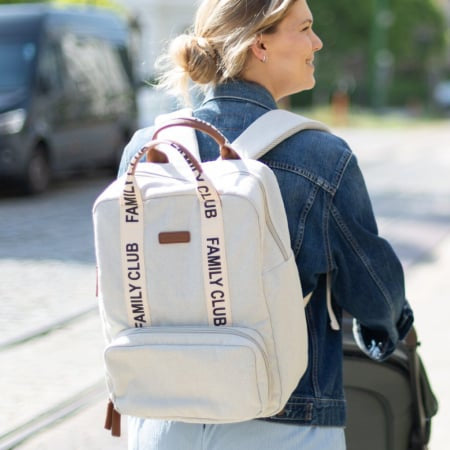 Rucsac de infasat Childhome Family Club Signature Alb