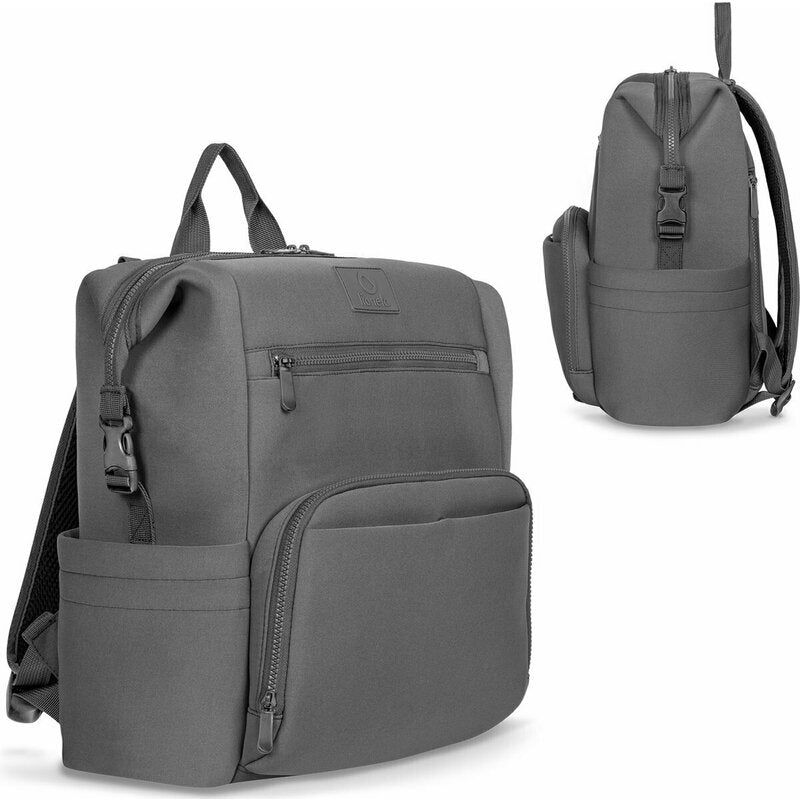 Rucsac impermeabil pentru mamici, Lionelo, Cube, Cu 12 compartimente si salteluta de schimbat, Cu prindere universala de carucior, 36 x 36 x 23 cm, Gri