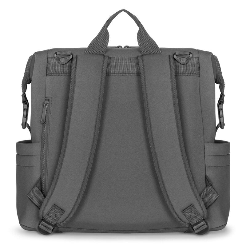 Rucsac impermeabil pentru mamici, Lionelo, Cube, Cu 12 compartimente si salteluta de schimbat, Cu prindere universala de carucior, 36 x 36 x 23 cm, Gri