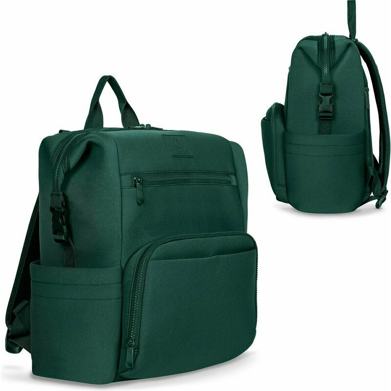 Rucsac impermeabil pentru mamici, Lionelo, Cube, Cu 12 compartimente si salteluta de schimbat, Cu prindere universala de carucior, 36 x 36 x 23 cm, Verde