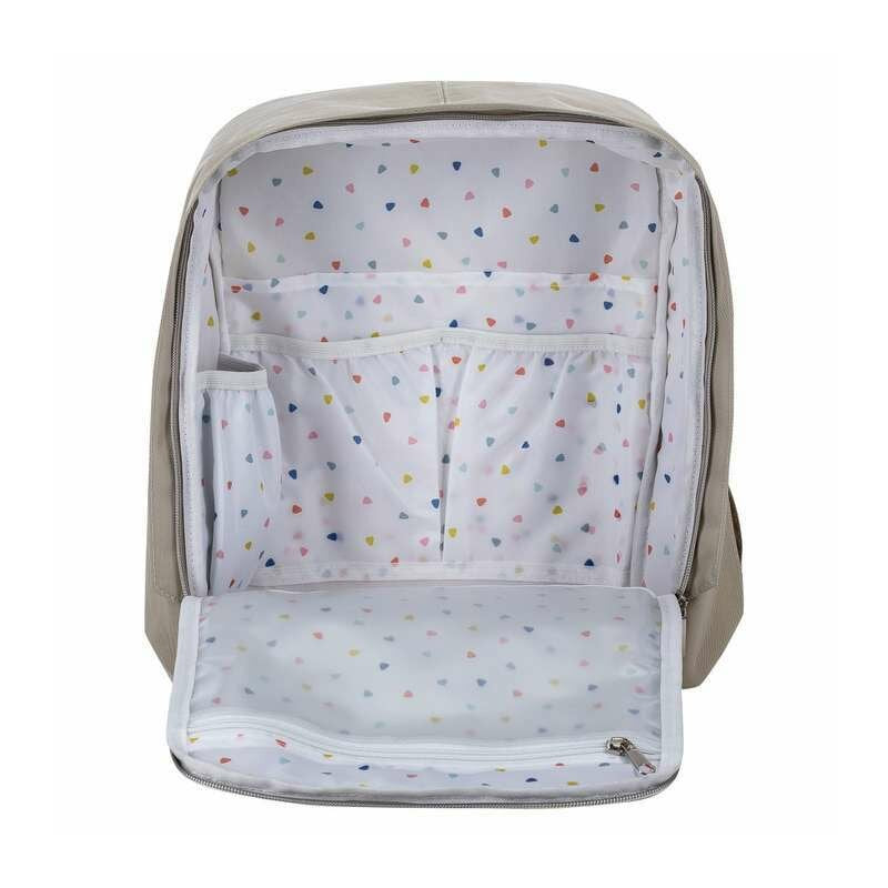 Rucsac pentru mamici, FreeON, Style, Impermeabil, Cu multiple buzunare, Bine compartimentat, Cu prindere universala de carucior, 28x28x12 cm, Grey/Beige