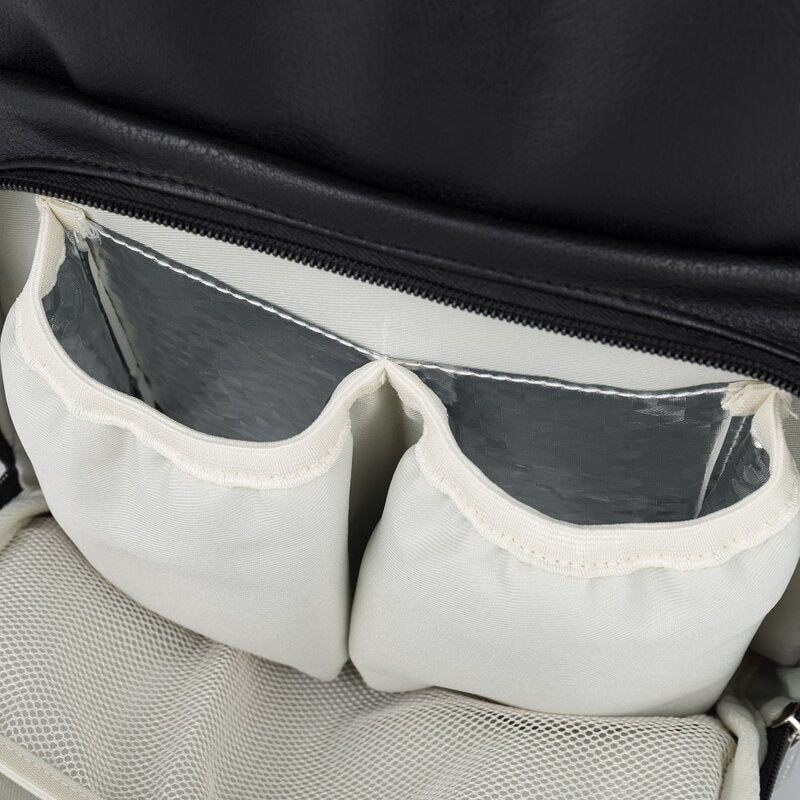 Rucsac pentru mamici, Petite&Mars, Jasper, Cu 12 compartimente, Cu buzunare termice, Saltea de infasat inclusa, 27 x 41 x 14 cm, Absolute Black