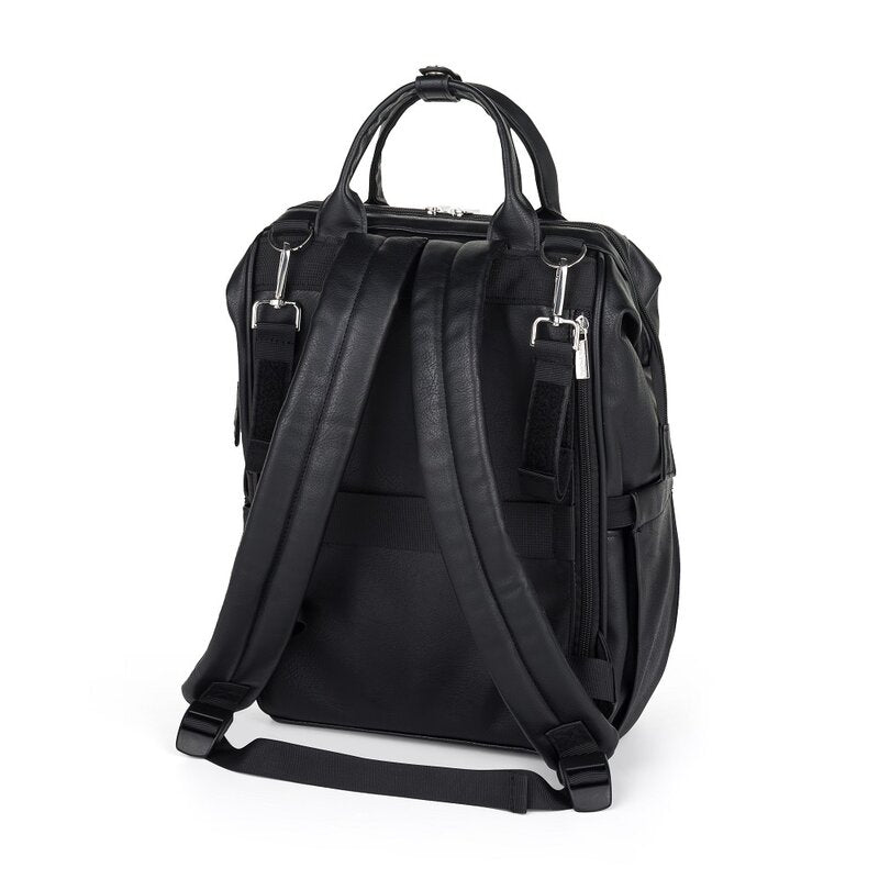 Rucsac pentru mamici, Petite&Mars, Jasper, Cu 12 compartimente, Cu buzunare termice, Saltea de infasat inclusa, 27 x 41 x 14 cm, Absolute Black