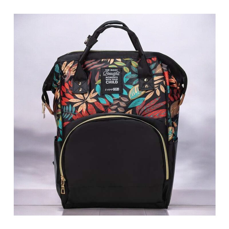 Rucsac pentru mamici, Simply, Cu multiple compartimente, FreeON, 25 x 16 x 40cm, Black