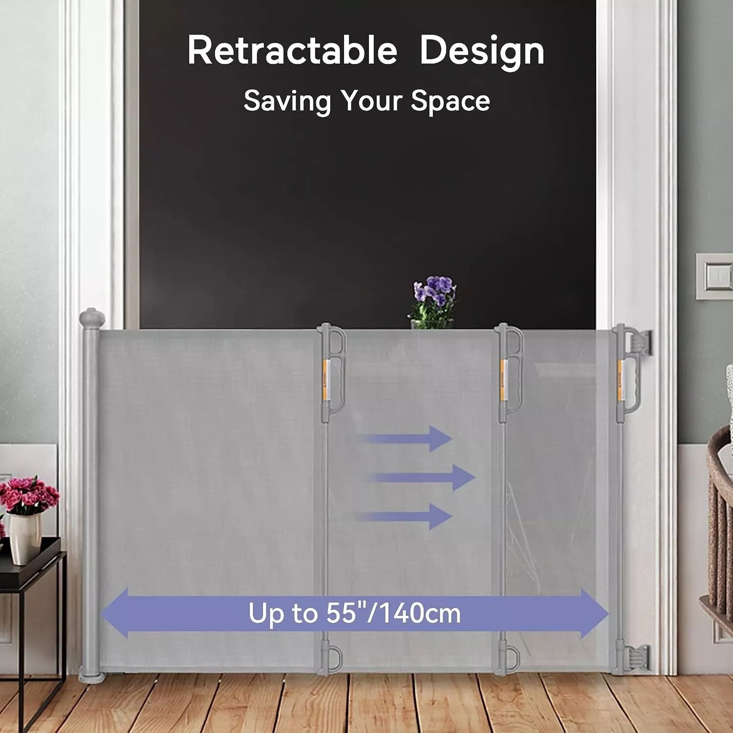 Poarta Retractabila Momcozy pentru Scari Gri 84x140 cm