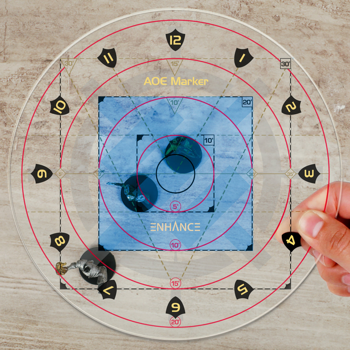 Șablon Vrăji AoE DnD - Set Complet Markere Zone Efect pentru Dungeons & Dragons