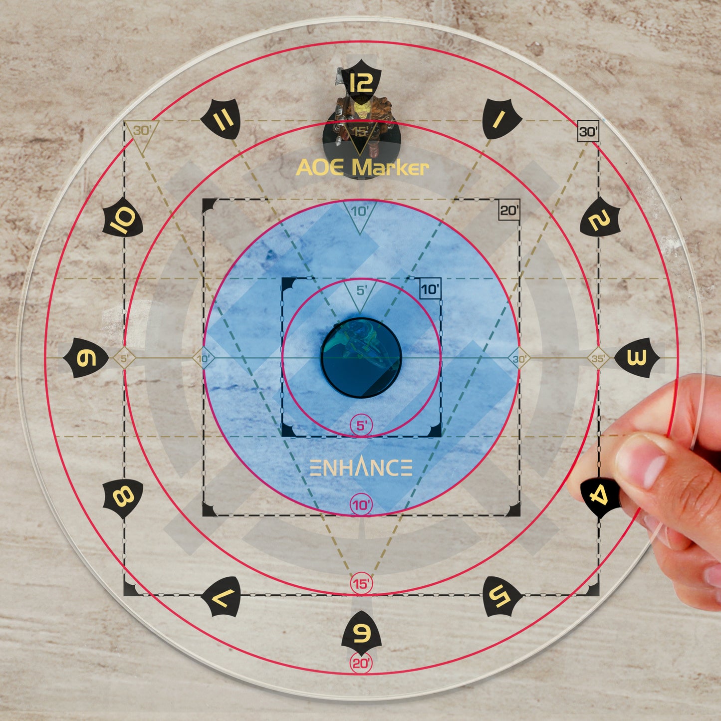 Șablon Vrăji AoE DnD - Set Complet Markere Zone Efect pentru Dungeons & Dragons