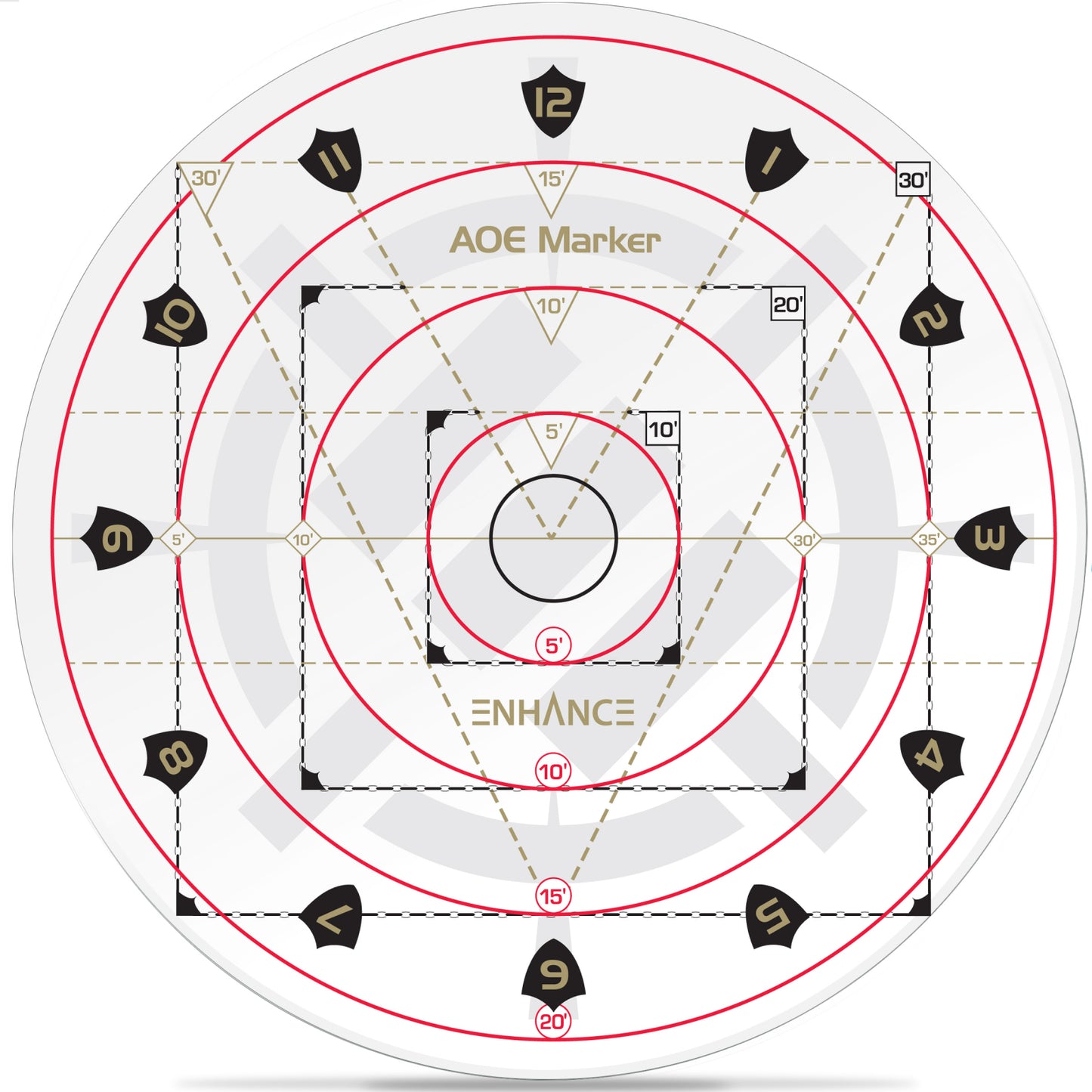 Șablon Vrăji AoE DnD - Set Complet Markere Zone Efect pentru Dungeons & Dragons