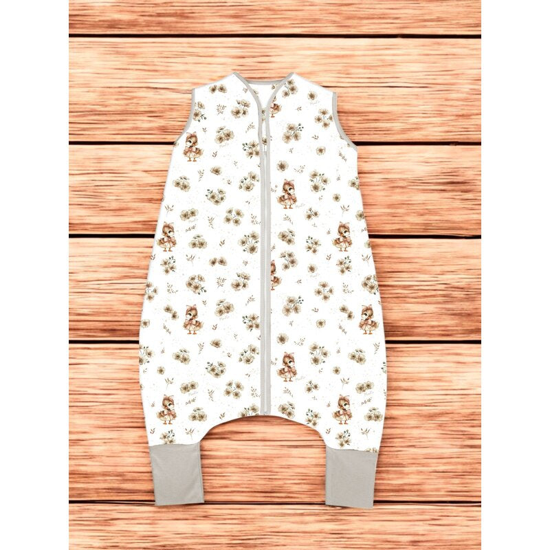 Sac de dormit, MimiNu, Cu picioruse, De iarna, Din bumbac certificat Oeko Tex Standard 100, Cu fermoar pe mijloc, 87 cm, 3 luni - 2.5 ani, 2.5 Tog, Design, Ducklings Beige