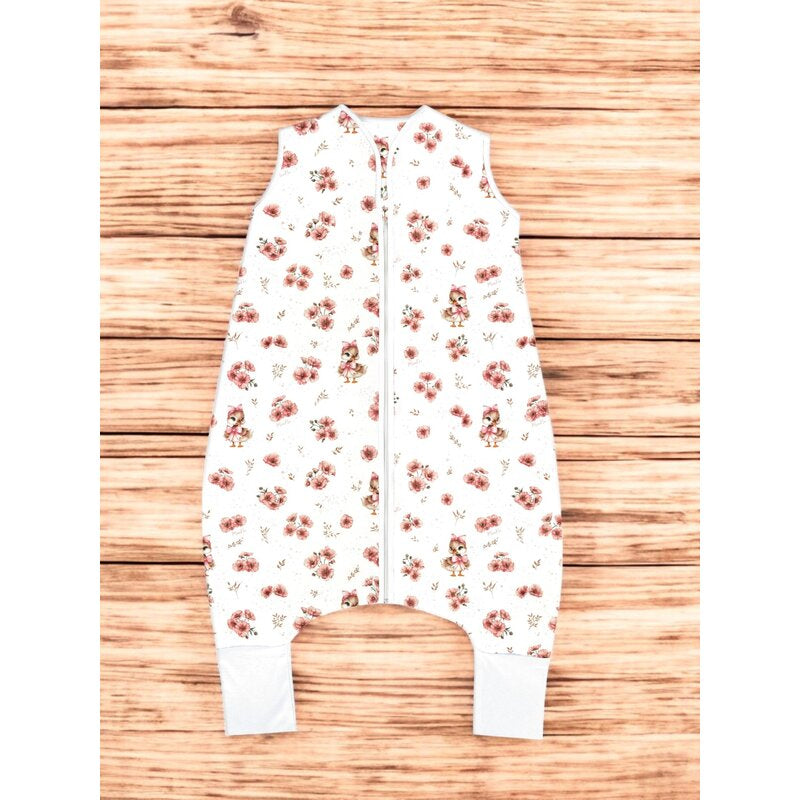 Sac de dormit, MimiNu, Cu picioruse, De iarna, Din bumbac certificat Oeko Tex Standard 100, Cu fermoar pe mijloc, 87 cm, 3 luni - 2.5 ani, 2.5 Tog, Design, Ducklings Powdery Pink