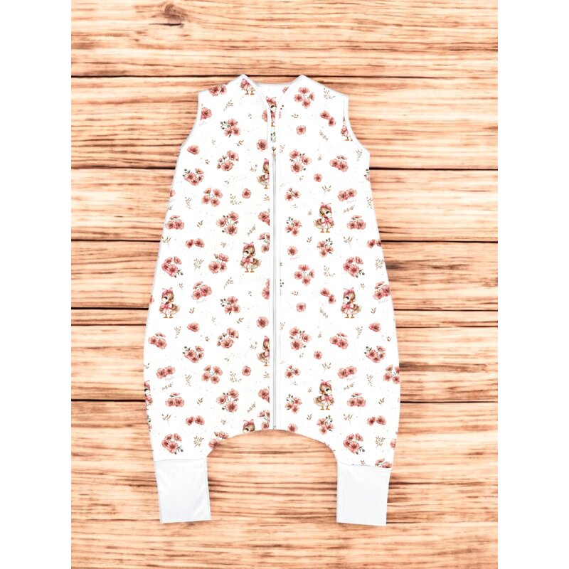 Sac de dormit, MimiNu, Cu picioruse, De iarna, Din bumbac certificat Oeko Tex Standard 100, Cu fermoar pe mijloc, 87 cm, 3 luni - 2.5 ani, 2.5 Tog, Design, Ducklings Powdery Pink