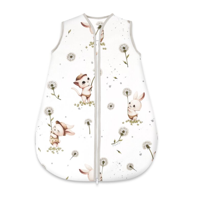 Sac de dormit, MimiNu, Pentru bebelusi, De iarna, Din bumbac certificat Oeko Tex Standard 100, Cu fermoar, 70 cm, 2.5 Tog, Cats