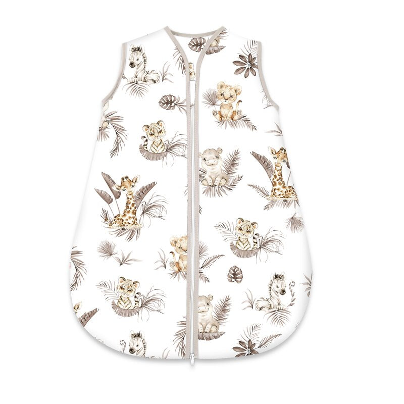 Sac de dormit, MimiNu, Pentru bebelusi, De iarna, Din bumbac certificat Oeko Tex Standard 100, Cu fermoar, 70 cm, 2.5 Tog, Savanna