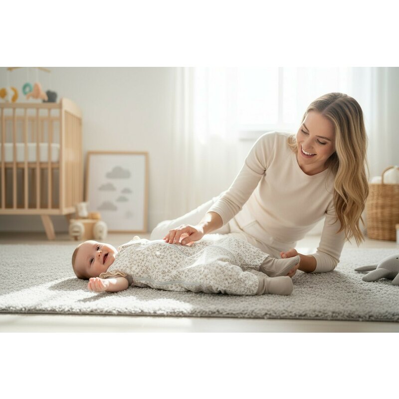 Sac de dormit, MimiNu, Premium, Cu picioruse, De iarna, Din bumbac certificat Oeko Tex Standard 100, Cu dantela si volan, 90 cm, S, Meadow