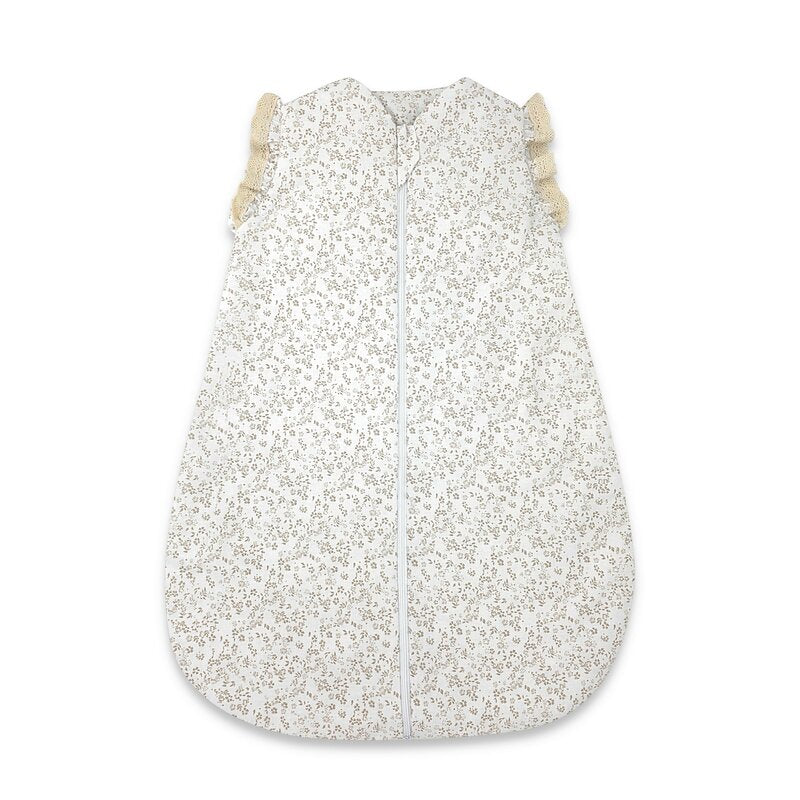 Sac de dormit, MimiNu, Premium, Pentru bebelusi, De iarna, Din bumbac certificat Oeko Tex Standard 100, Cu dantela si volan, 70 cm, 2.5 Tog, Meadow