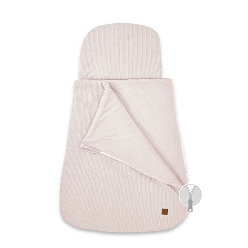 Sac de dormit multifunctional, MimiNu, Pentru patut, landou sau cosulet, Din bumbac interlock, Materiale certificate Oeko Tex Standard 100, Soft Powder Pink