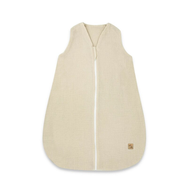 Sac de dormit, Qmini, Cu fermoar, Pentru bebelusi, De iarna, Din muselina dubla, 70 cm, Material certificat Oeko Tex Standard 100, Warm Beige