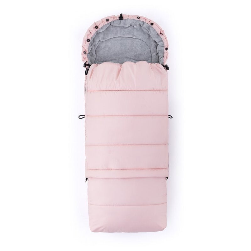 Sac de iarna, Feedo, Multifunctional, Poate fi utilizat ca geanta prin desfacerea fermoarului, Atasabil la carucior, Lana, 110 cm, 0-3 ani, Roz