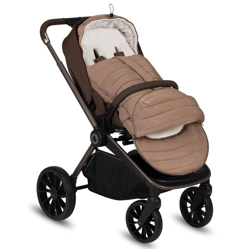 Sac de iarna, Lionelo, Oli, Pentru carucior, landou sau scaun auto, 101x45 cm, Impermeabil, Rezistent pana la -20 grade, Extensibil, Maro