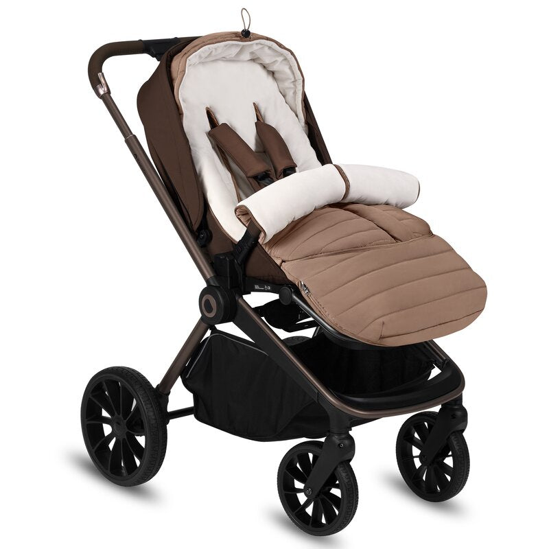 Sac de iarna, Lionelo, Oli, Pentru carucior, landou sau scaun auto, 101x45 cm, Impermeabil, Rezistent pana la -20 grade, Extensibil, Maro