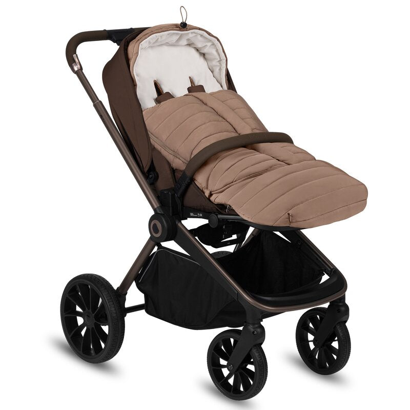 Sac de iarna, Lionelo, Oli, Pentru carucior, landou sau scaun auto, 101x45 cm, Impermeabil, Rezistent pana la -20 grade, Extensibil, Maro