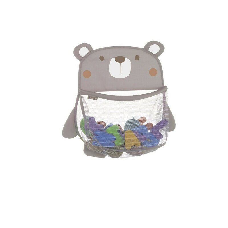 Saculet pentru jucariile de baie, Jane, Bear, Cu sistem de prindere cu ventuze, Conform cu standardele europene de siguranta EN 71-1:2014+A1:2018EN 71-2:2020EN 71-3:2019+A1:2021, Sand