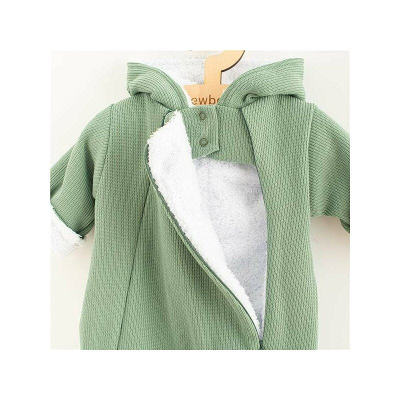 Salopeta de iarna New Baby Frosty 56, Menta – detaliu al fermoarelor și căptușelii