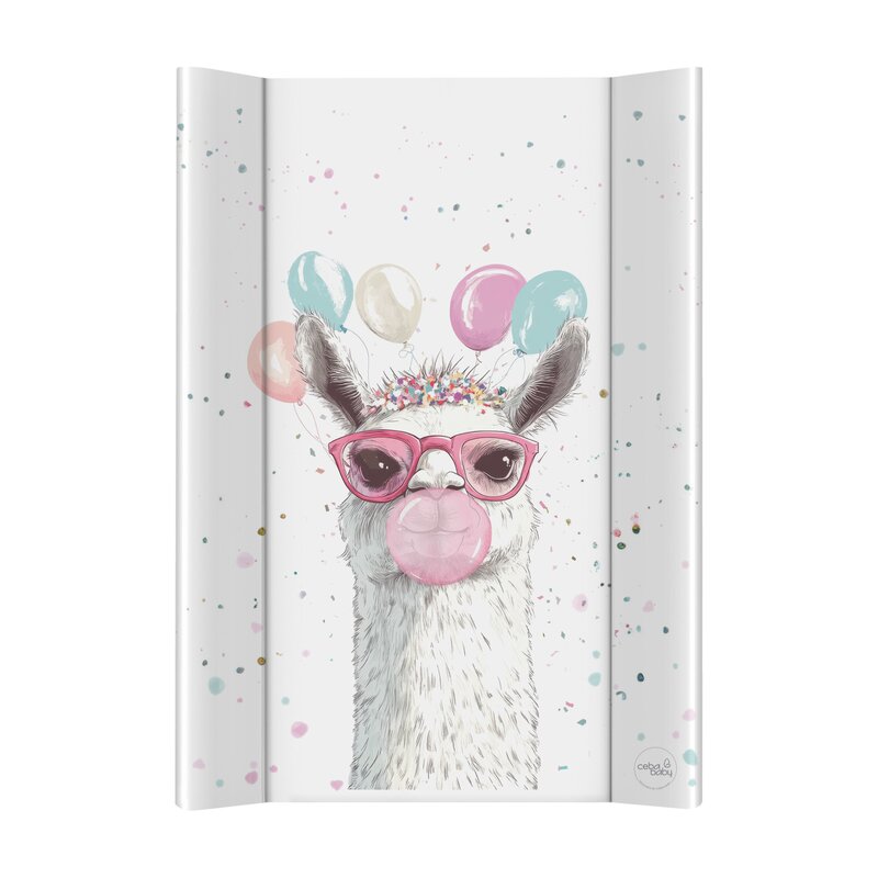 Saltea de infasat, Ceba Baby, Cu intaritura, 70x50 cm, Suprafata impermeabila, Pentru comode de infasat, masute sau patuturi, Fara ftalati, 0 luni+, Ultra Light Crazy Lama