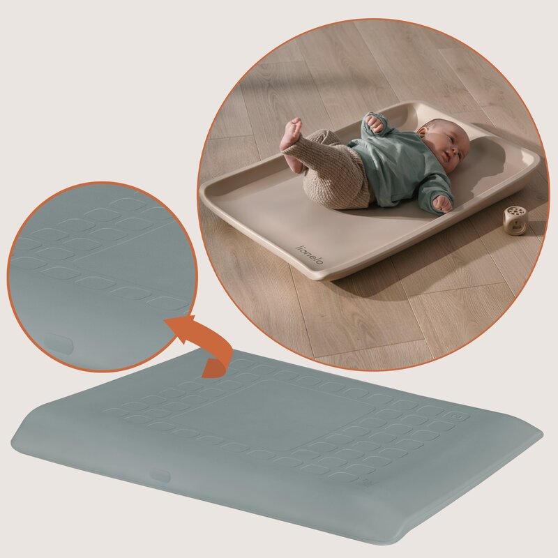 Saltea de infasat, Lionelo, Megs, Moale, Utilizabil si fara husa, Impermeabila, Design ergonomic, 70x49 cm, Fara BPA, Conform cu standardul de securitate EN71-3, 0 luni+, Gri