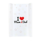 Saltea de infasat New Baby I Love Mum and Dad 50x70 cm, Alb – salteaua cu inscripția I love Mum and Dad