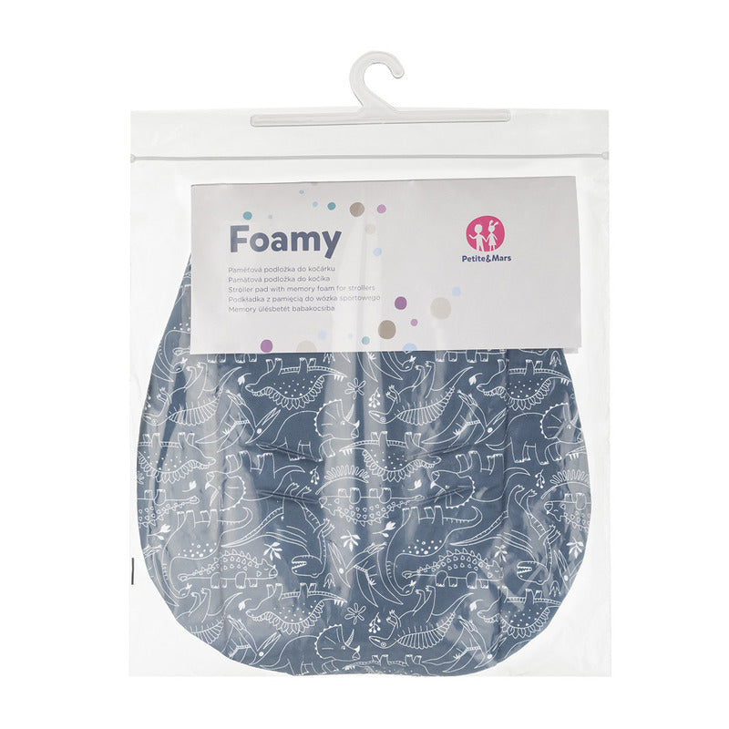 Salteluta pentru carucior , Petite&Mars, Din spuma cu memorie, 86 x 42 cm, Reversibila, Universala, Din bumbac, Design copacei, Verde