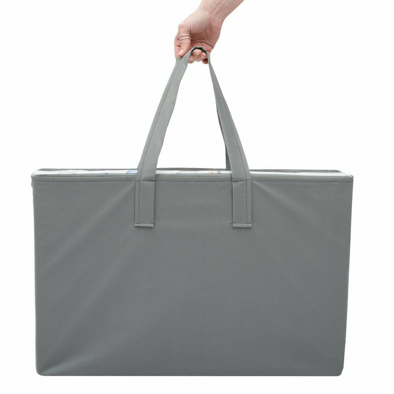 Saltea pliabila New Baby Standard Feather 120x60x5 cm, Gri – geanta de transport cu mânere