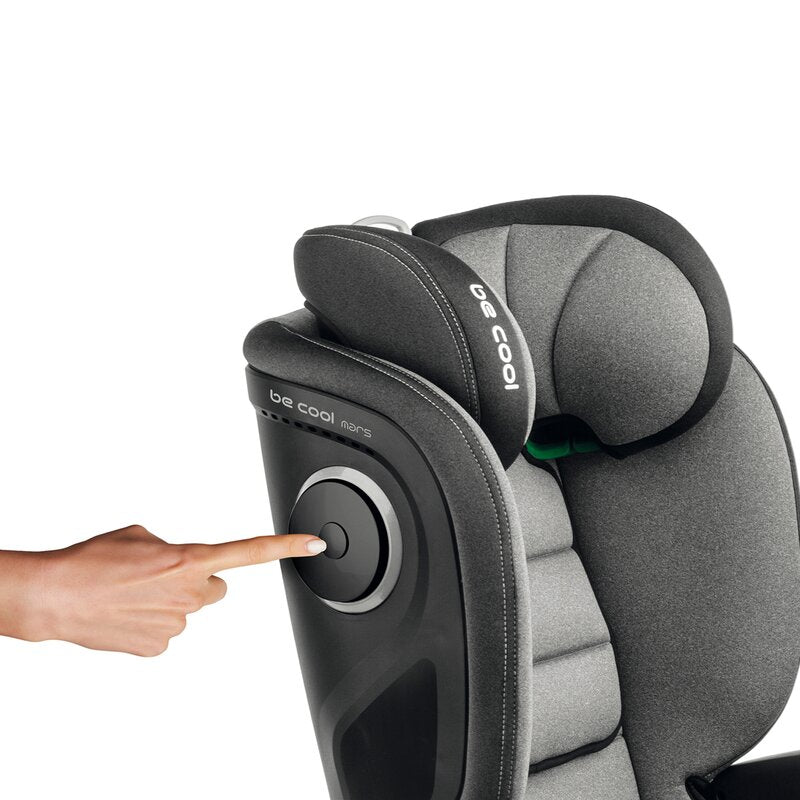 Scaun auto, Be Cool, Mars, I-Size, 100-150 cm, 4-12 ani, Cu isofix, Protectie superioara in caz de impact lateral - SPS, Cu tetiera reglabila, Conform cu standardul european de securitate ECE R129, Iron