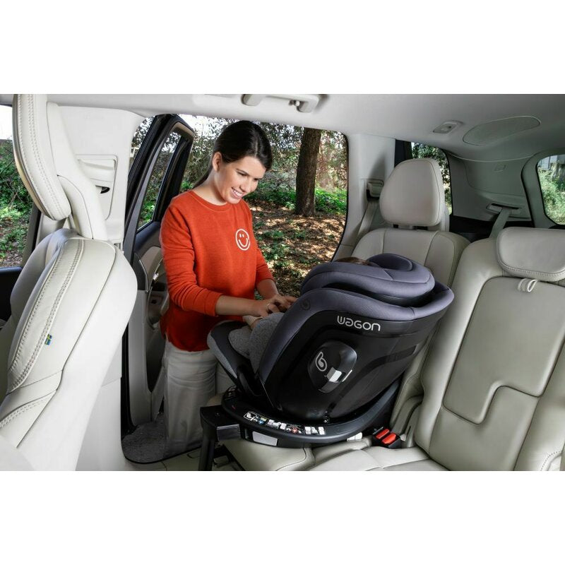 Scaun auto, Be Cool, Wagon I-Size, Rotire 360 grade, 40 - 150 cm, 0 - 36 kg, Cu Isofix si picior stabilizator, Cu protectie laterala de siguranta, Conform cu standardul european de securitate ECE R129, Petrol