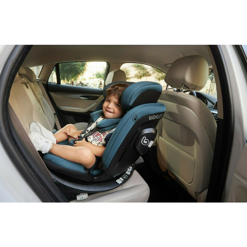 Scaun auto, Be Cool, Wagon I-Size, Rotire 360 grade, 40 - 150 cm, 0 - 36 kg, Cu Isofix si picior stabilizator, Cu protectie laterala de siguranta, Conform cu standardul european de securitate ECE R129, Petrol