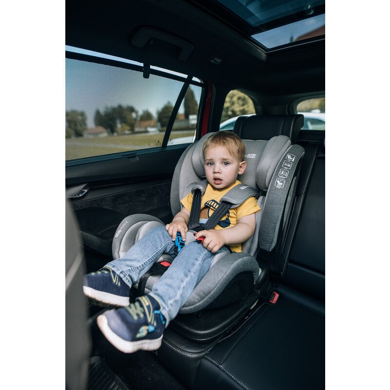 Scaun auto, FreeON, Trex, Pentru copii, I-Size, 76 - 150 cm, Tehnologie Isofix + Top Tether, Spatar si tetiera reglabile, Conform ECE R129, Grey