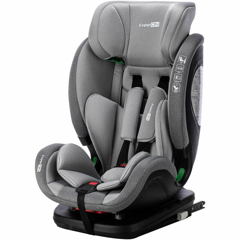 Scaun auto, FreeON, Trex, Pentru copii, I-Size, 76 - 150 cm, Tehnologie Isofix + Top Tether, Spatar si tetiera reglabile, Conform ECE R129, Grey