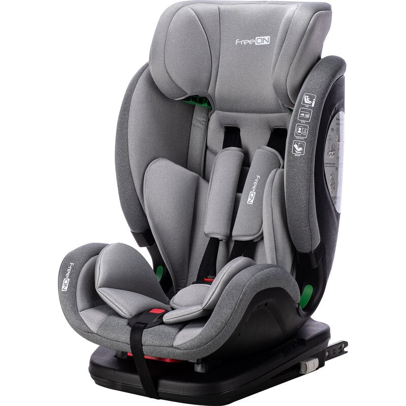 Scaun auto, FreeON, Trex, Pentru copii, I-Size, 76 - 150 cm, Tehnologie Isofix + Top Tether, Spatar si tetiera reglabile, Conform ECE R129, Grey