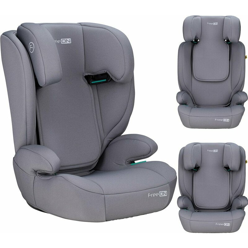 Scaun auto, FreeON, Vega, I-Size, Grupa 2/3, 100-150 cm, 4-12 ani, Cu husa detasabila, Cu cotiere, Cu tetiera reglabila 14 pozitii, Conform cu standardul european de securitate ECE R129, Gri