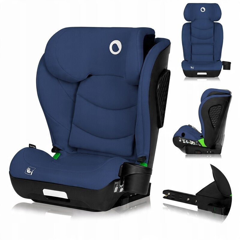 Scaun auto i-Size, Lionelo, Neal, Spatar reglabil in 4 pozitii, Tetiera in 10 pozitii, Suport sticla inclus, 15-36 Kg, 100-150 cm, Cu Isofix, Conform ECE R129, Albastru