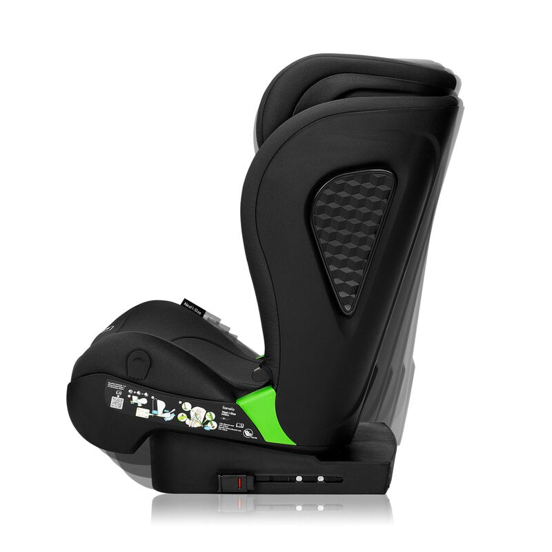Scaun auto i-Size, Lionelo, Neal, Spatar reglabil in 4 pozitii, Tetiera in 10 pozitii, Suport sticla inclus, 15-36 Kg, 100-150 cm, Cu Isofix, Conform ECE R129, Negru