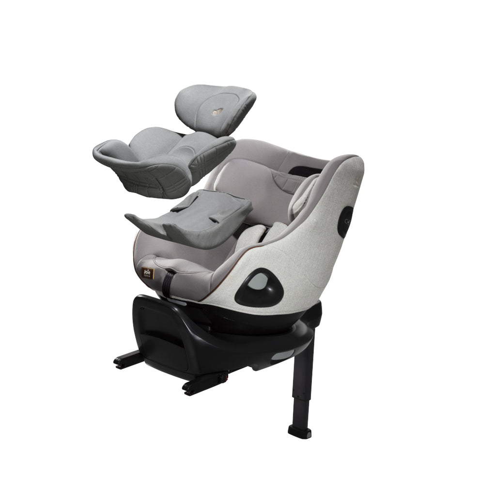 Set scaun auto rotativ i-Size Joie i-Harbour Signature Oyster, 40-105 cm + Baza i-Size i-Base Encore, testat ADAC si certificat R129