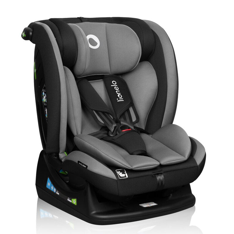 Scaun auto, Lionelo, Aart i-Size, Cu spatar inclinabil in 4 pozitii, Cu tetiera reglabila in 13 pozitii, 0-36 Kg, 40-150 cm, Cu centura siguranta in 3 puncte, Conform cu ECE R129 03, Gri