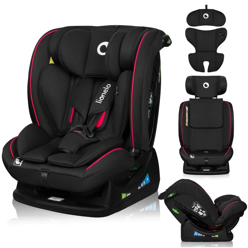 Scaun auto Lionelo Aart i-Size Negru/Roșu - montaj cu fața sau cu spatele la direcția de mers