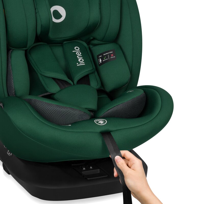Scaun auto, Lionelo, Bastiaan i-Size, 4 in 1, Protectie laterala, Cu spatar inclinabil in 4 pozitii, Cu tetiera reglabila in 7 pozitii, Rotire 360 grade, Top Tether, 0-36 Kg, 40-150 cm, Cu Isofix, Conform cu ECE R129/03, Verde