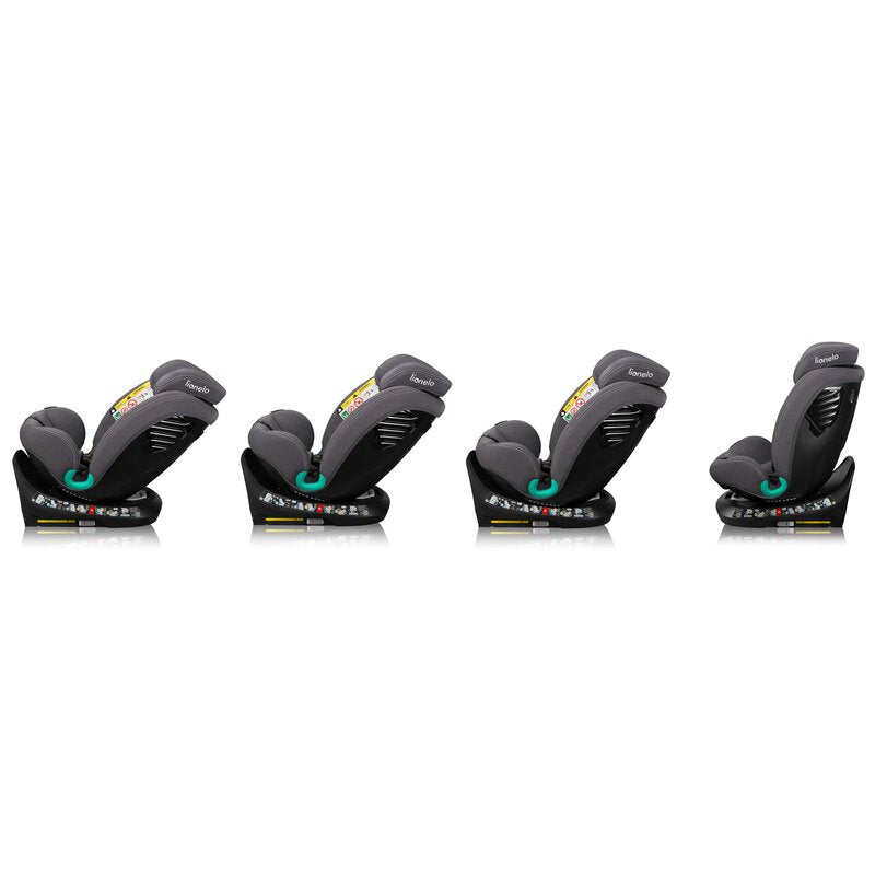 Scaun auto, Lionelo, Bastiaan One i-Size, 4 in 1, Protectie laterala, Cu spatar inclinabil in 4 pozitii, Cu tetiera reglabila in 13 pozitii, Rotire 360 grade, Top Tether, 0-36 Kg, 40-150 cm, Cu Isofix, Conform cu ECE R129, Gri